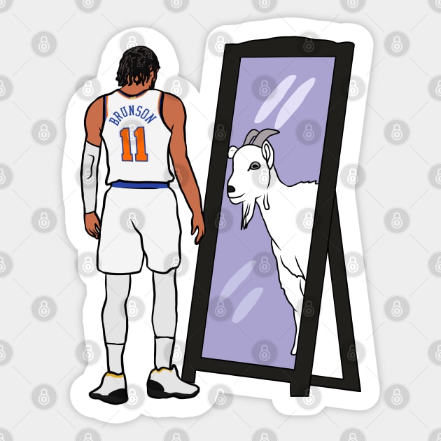 Jalen Brunson Mirror GOAT Sticker by rattraptees